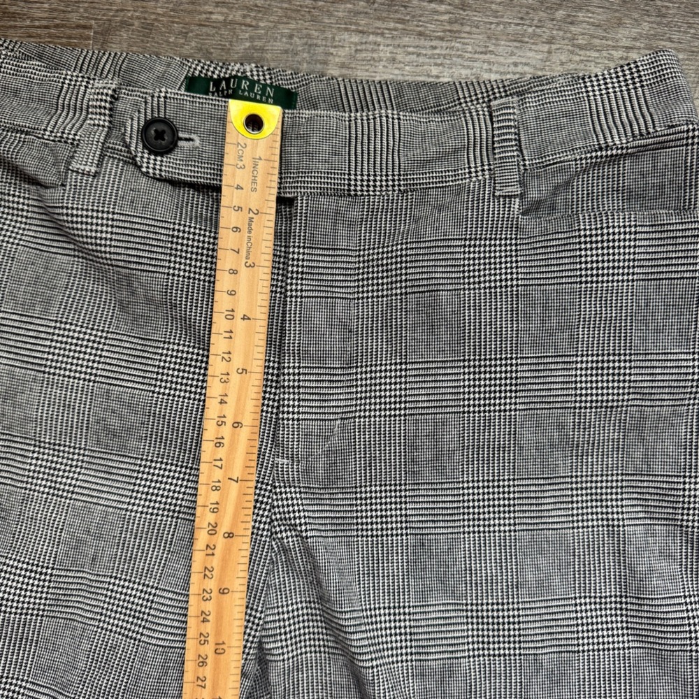 Lauren Ralph Lauren Adelle Slim Pants 8 Black White Glen Plaid Stretch Trousers - Picture 5 of 8